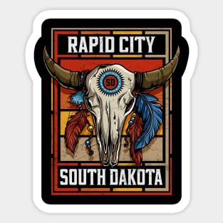 Rapid City South Dakota Native American Bison Skull Sticker